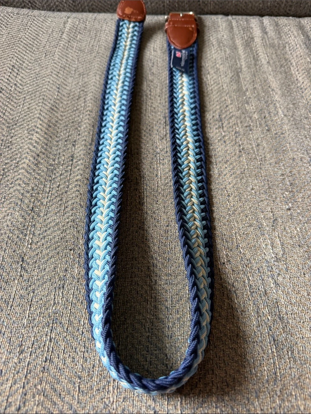 Vineyard Vines Men’s Blue/Light Braided Stretch Leather Belt Size: 30